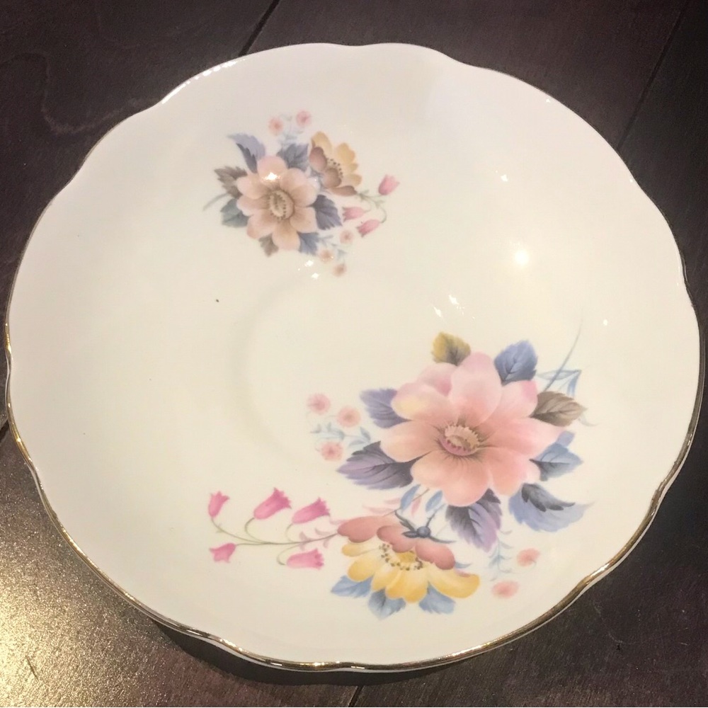 Orphan Royal Ascot Bone China Floral Saucer England 1950s